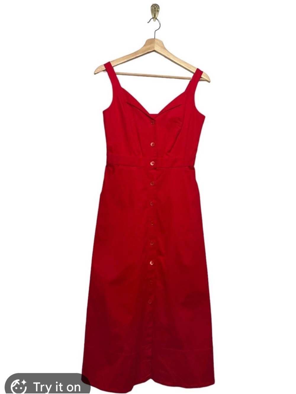 Equipment Red Sleeveless Button-Front Maxi Dress